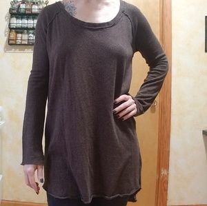 Free people we the free hi low brown tunic sweater
